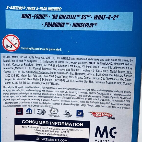 Hot wheels x-raycers track 2009 set of 5 R0973 clear blue purple READ new - Picture 9 of 9